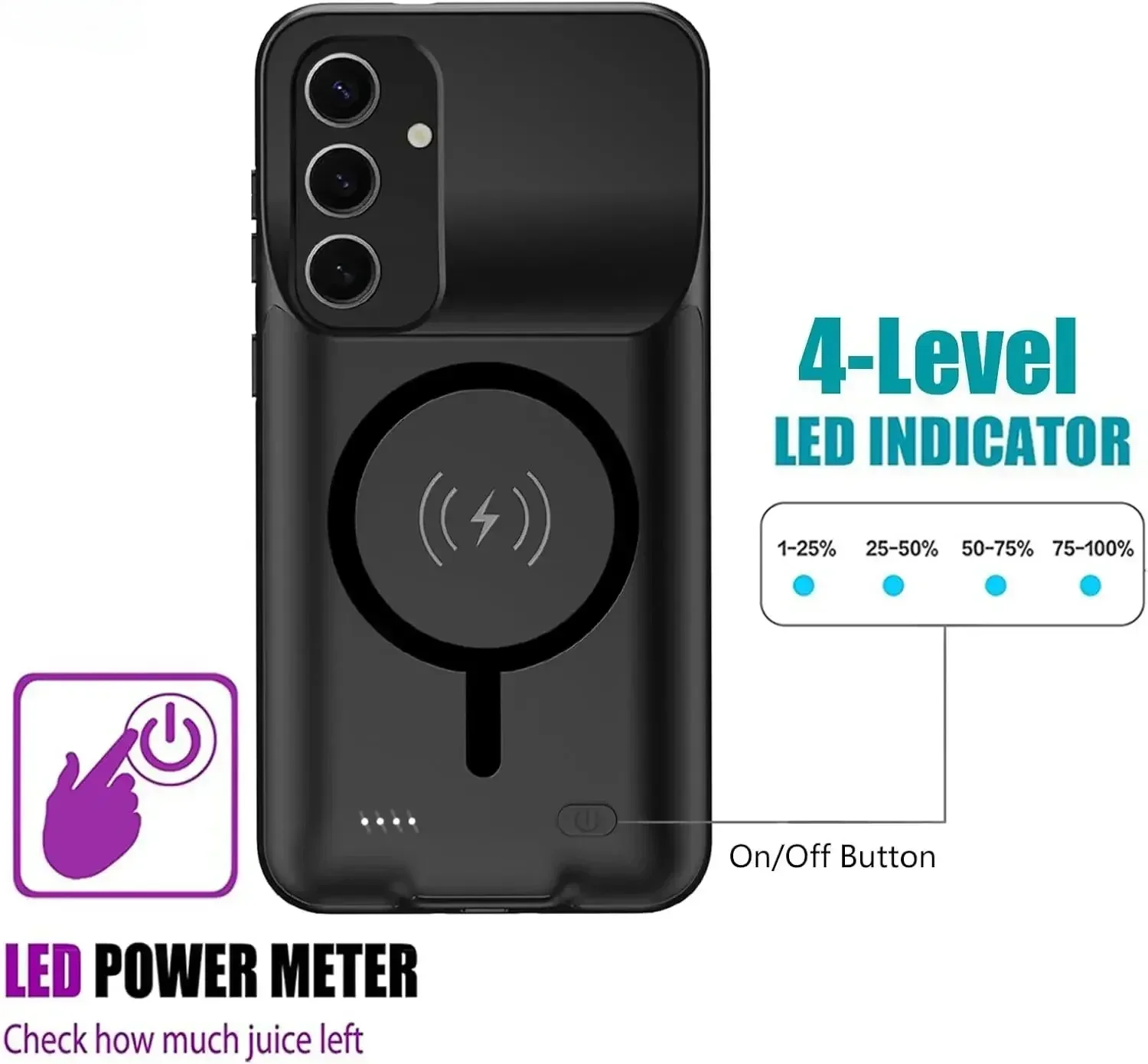 10000Mah Wireless Charging Power Case for Samsung Galaxy A35 A55 Battery Charger Case for Magsafe Power Bank for Samsung A35 A55