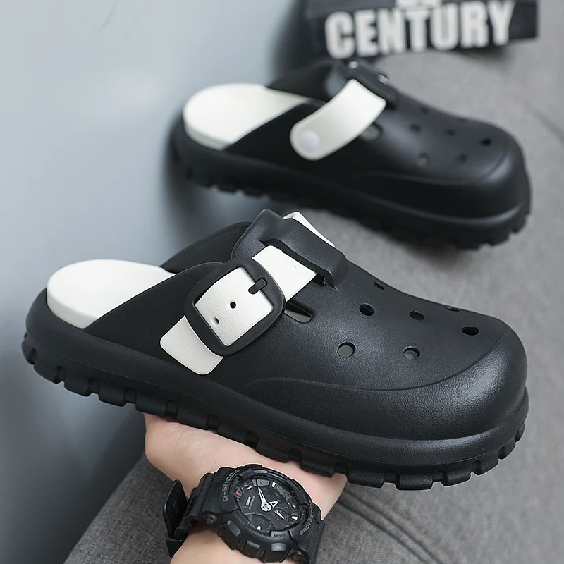 

Men's Shoes 40-45 Summer Sale Simple Buckle Sandals Hot Sale New Cutout Slippers Bathroom Anti Slip Flip Flops