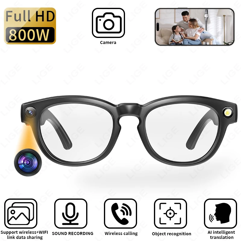 

Smart Glasses 800W HD Camera Photochromic Lens Intellingent Translation Photo Recognition Take Photos Record Video Smart glasses