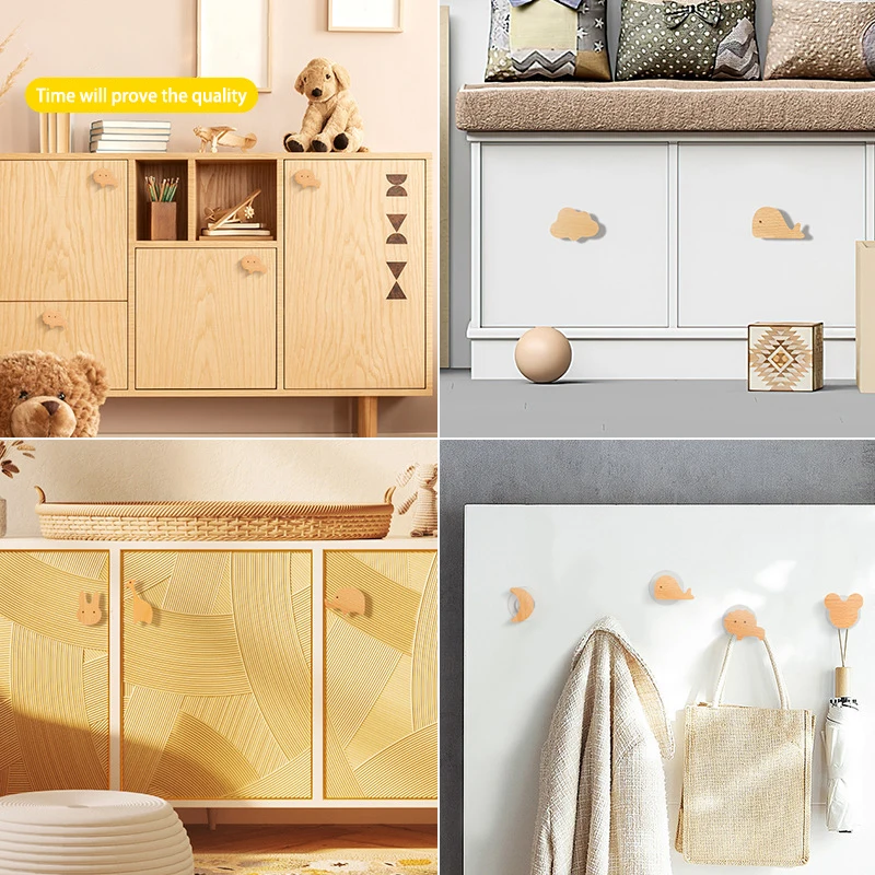 Cute Animal Wooden Knobs Dresser Pulls Furniture Handles Cupboard Drawer Knob Kitchen Cabinet Handles