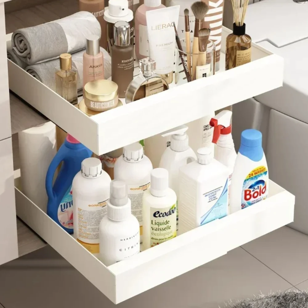 Kitchen Storage Rack Pull-out Expandable Cabinets Practical Drawer Type Storage Household Tray Spice Box Organizer Rack Cabinets