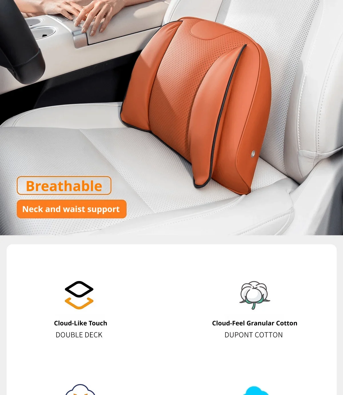 Für Tesla Auto Kopfstützen-Kissen Lendenstütze Premium-Qualität Atmungsaktiv Passend für Model 3 Model Y Highland Model S Cybertruck Model X – Detail 2