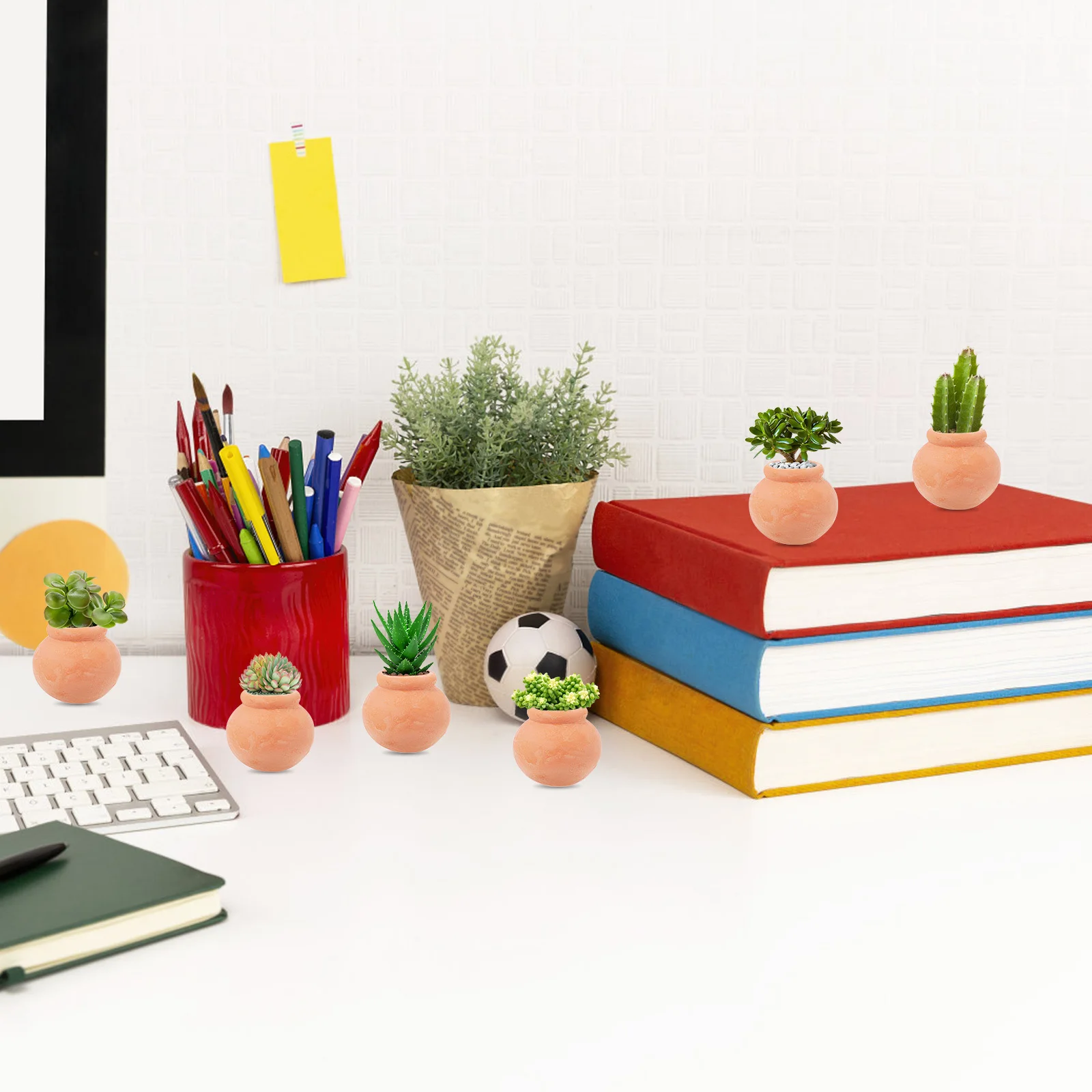 

6Pcs Miniature Clay Flower Pots Small Pottery Plant Containers 1.53x1.53x1.38in Succulent Holders Home Garden Decor Mini Plant