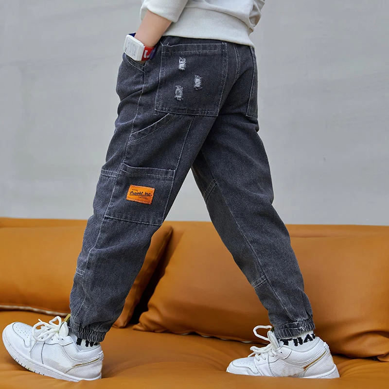 IENENS Jeans Boys Pants Casual Cotton Denim Trousers Fashion Slim Jeans Children New Denim Skinny Pants 4-10 Years