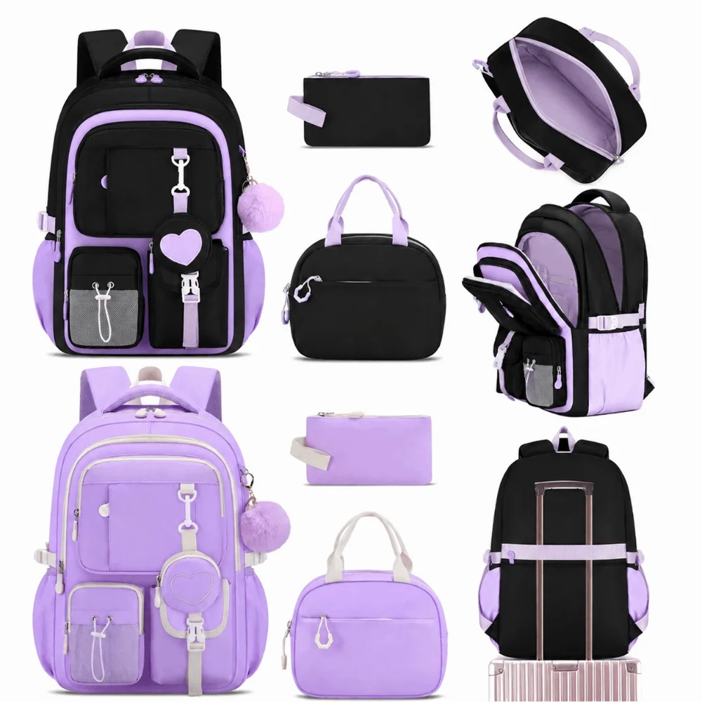 Large Capacity Backpack Pen Bag Set Orthopedic Design Mochila Style Princess Backpack Multifunctional Love Series