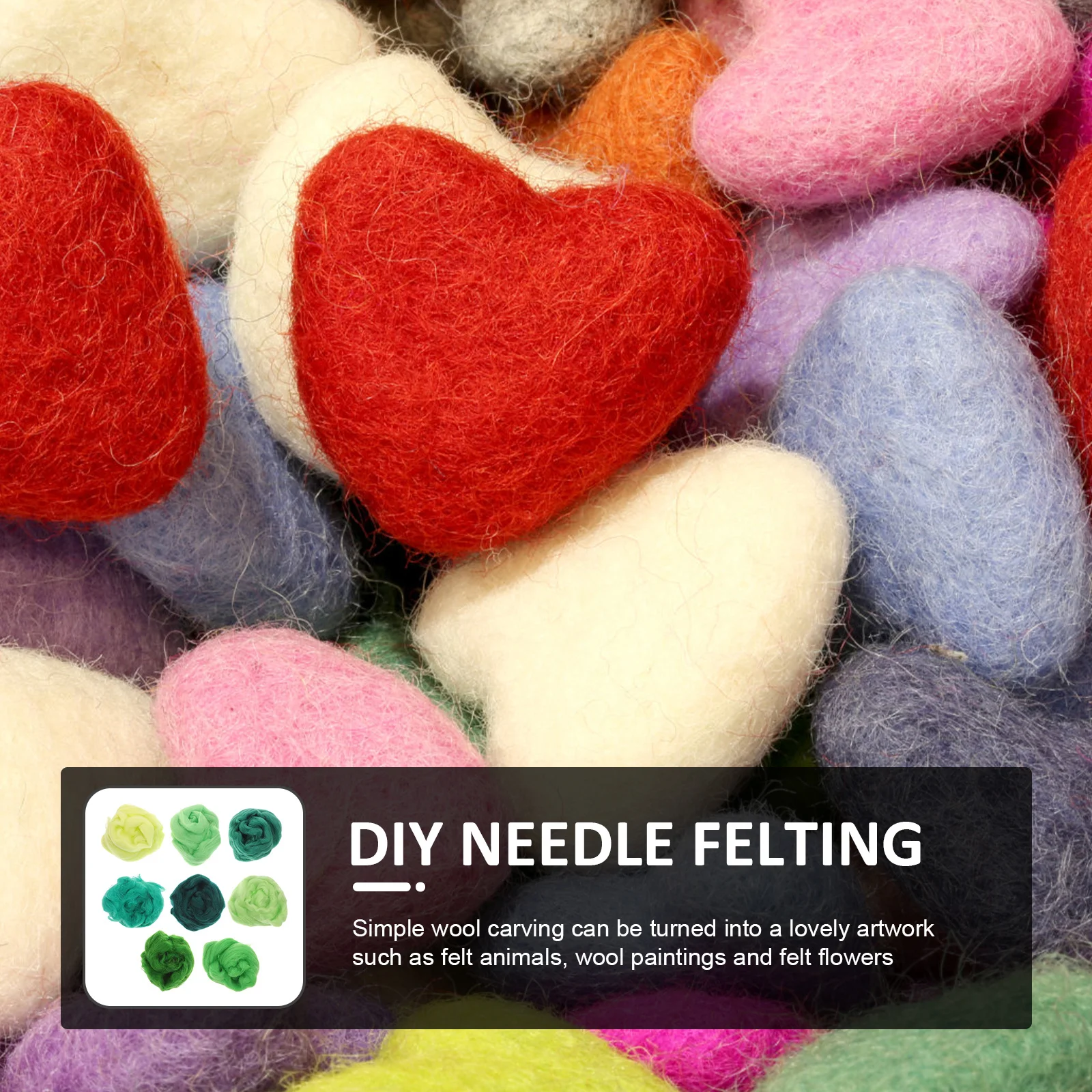 

8 Pcs Wool Felt Kit Vibrant Colors Handmade Felting Material Supply Portable Supplies Crafts