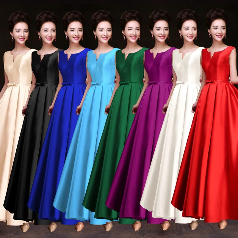 

WYHS-80#Evening Dress Long Chorus Costume Banquet Pary Prom Dresses Wholesale Graduation Wine Red Green Grey Gold Champagne Pink