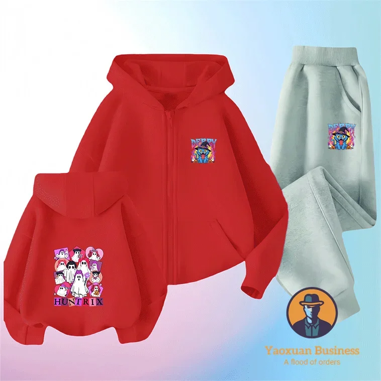 العصرية KPop شيطان الصيادين بنين بنات صغار زمم هوديي مجموعة لطيف الكرتون طباعة يندبروف الدافئة الخريف الشتاء الأزياء