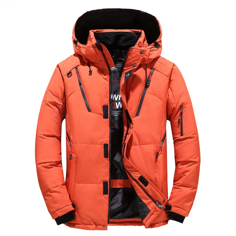 

Down Jacket for Men, Casual Thick Warm Parkas, Hooded Coats, White Duck Down, Windbreaker Overcoat, Snow, Winter, 2023