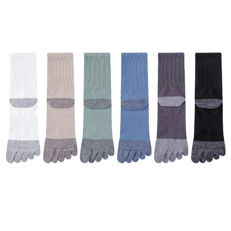 6 paia di calzini invernali da uomo semplici e comodi di media lunghezza, calzini antiodore, calzini versatili a cinque dita alla moda