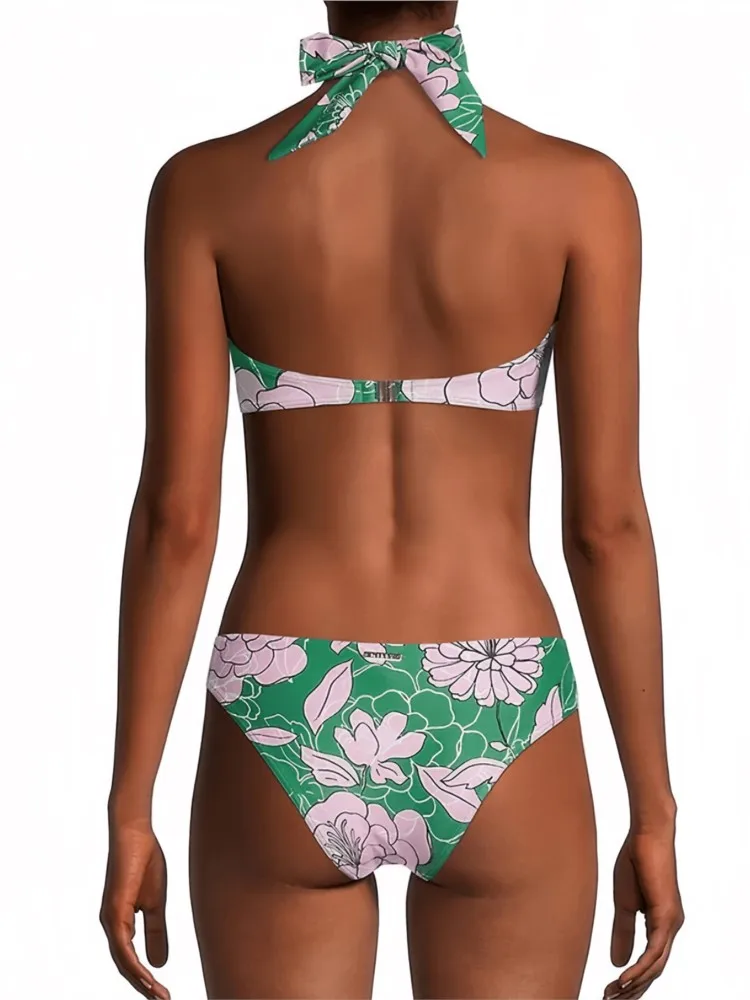 Costume da bagno intero con stampa floreale bikini retrò e gonna copricostume attillata da donna, fasciatura estiva, spiaggia, lusso elegante