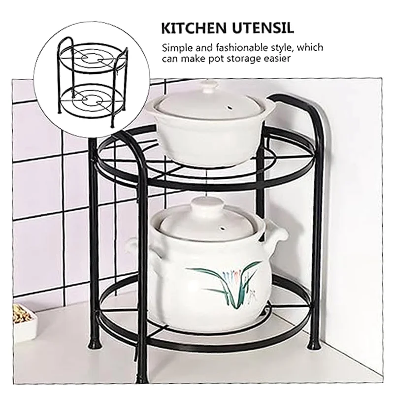

A26F-1 PCS Pot Rack Cookware Holder Stand Home Storage Rack Cookware Stand Practical Storage Bracket 2-Layer Pot Shelf
