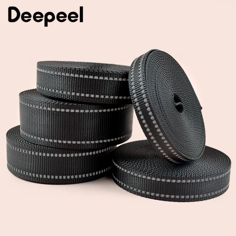 

5M 15-38mm Reflective Nylon Webbing Tape Pet Collar Ribbon Band Backpack Safety Strap Bias Binding Clothes DIY Sewing Accessory