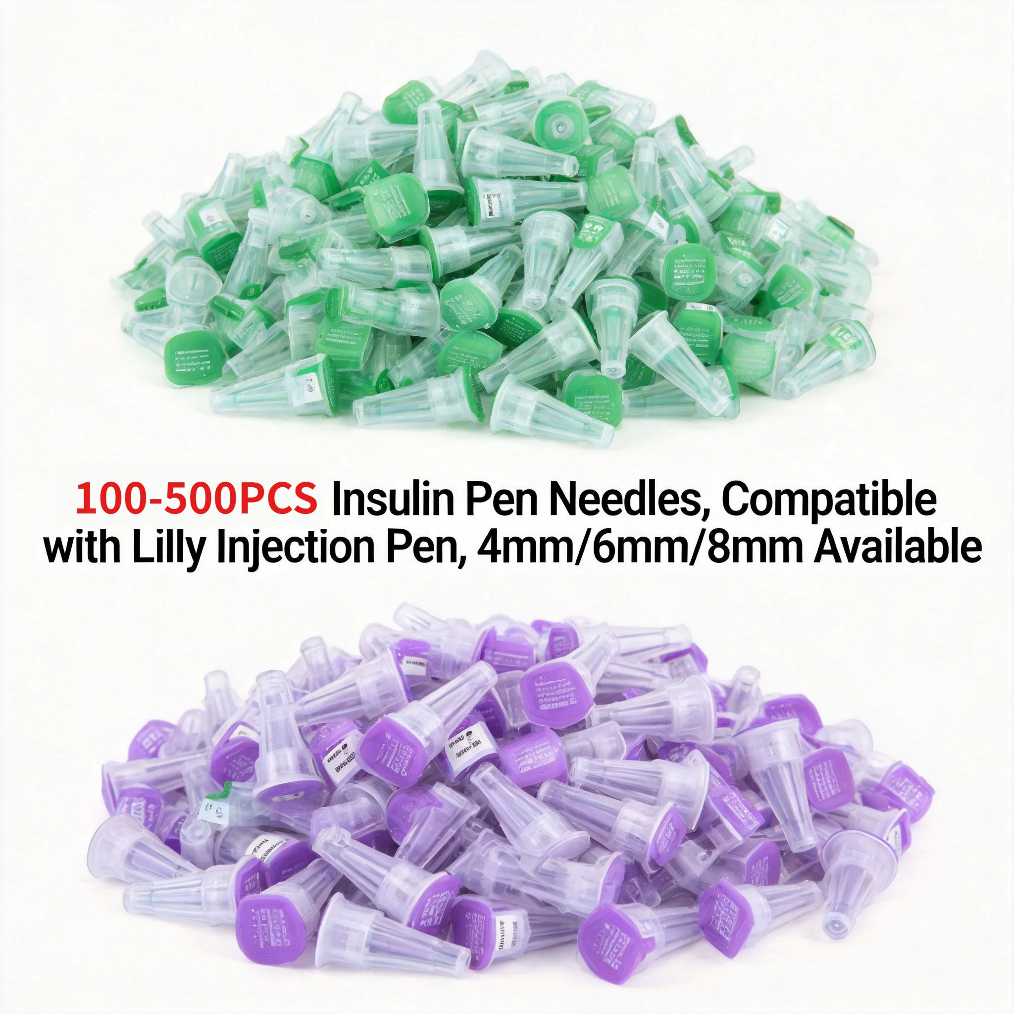 100-500Pcs Insulin Cartridges Pen Tip for Lilly Insulin Injection Pen Medical Independent Packaging 4/6/8mm 32G/31G Magic Pen