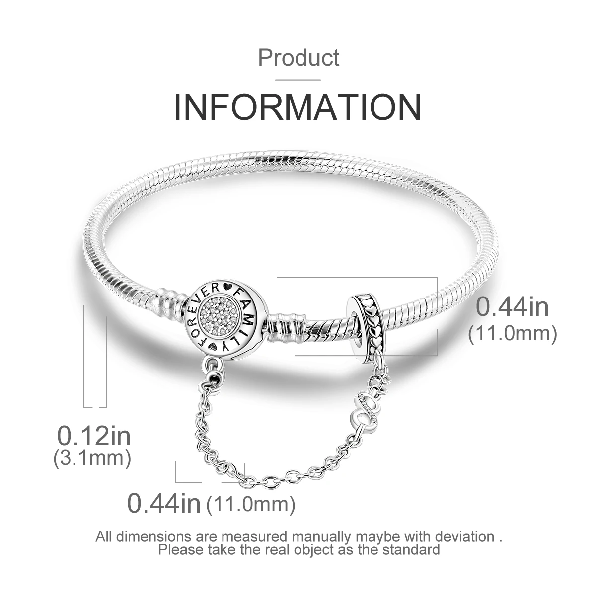 925 Sterling Silber Original Schlangenkette Herzverschluss Perlen-Sicherheitskette Armbänder Passend für Charms DIY Schmuck für Frauen – Detail 23