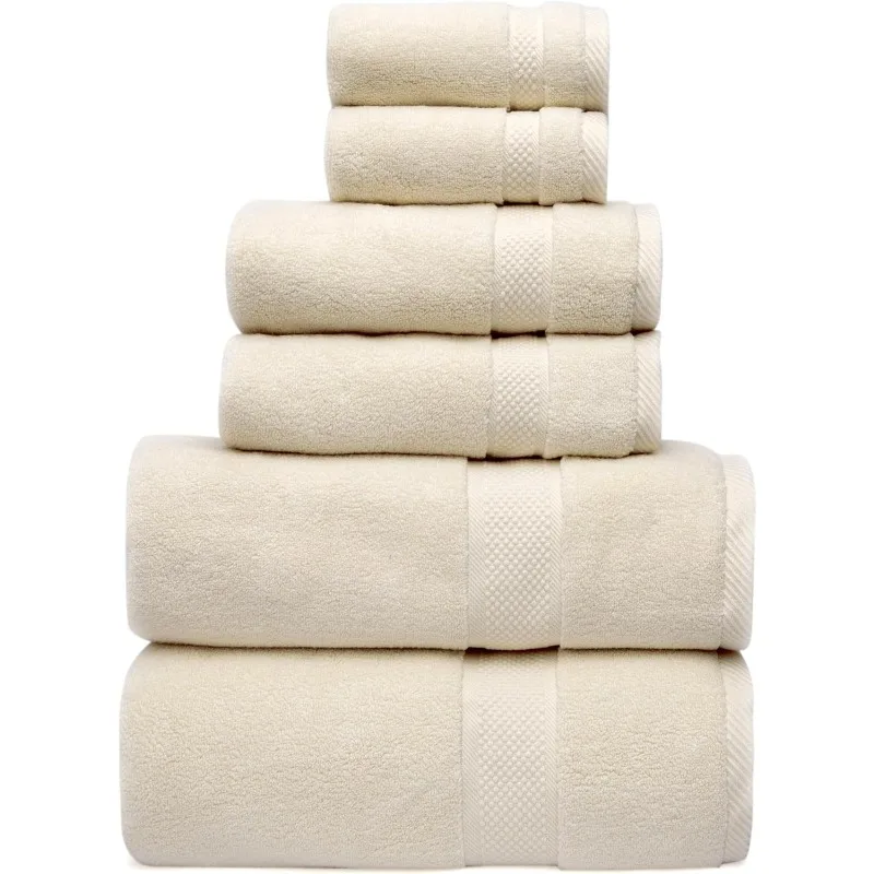 100% Organic Zero-Twist Cotton Towels - Luxury Bath Towels - Ultra Soft & Plush 700GSM Long-Staple Cotton - 6 Piece Towel Set