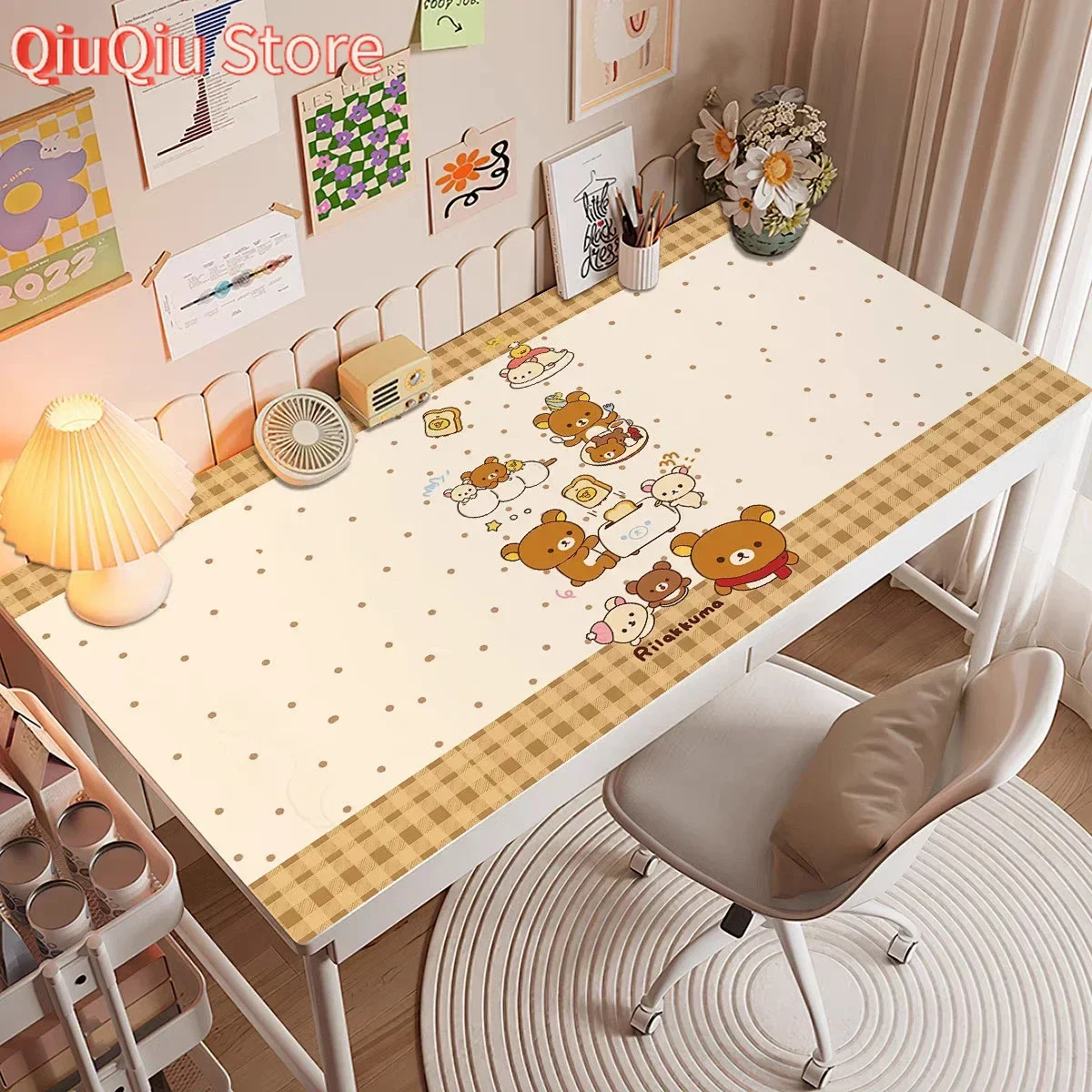 Kawaii Cartoon Niedlich R-Rilakkuma XXL PU Leder Mousepad Büro Gamer PC Computer Tastatur Zubehör Pad Spiel Tisch Desktop Matte