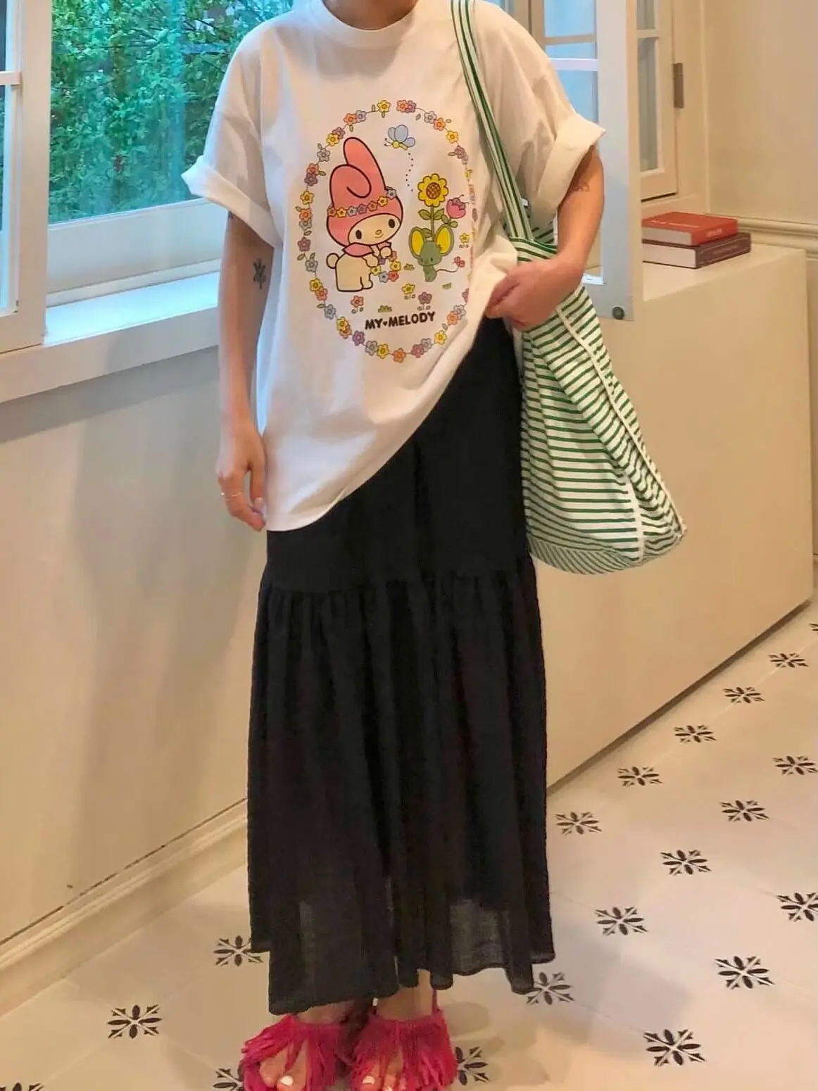 2026 Summer cute and sweet printed children's short-sleeved loose-fitting casual all-purpose T-shirt