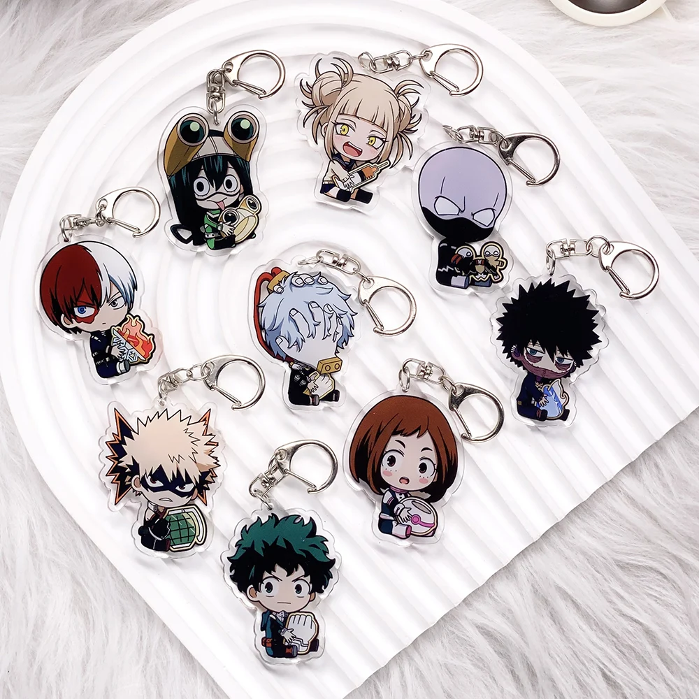 Chaveiro de Acrílico Anime My Hero Academia 1/9PCS, Acessórios Divertidos para Mochila, Pingente de Chave, Presentes para Amigos