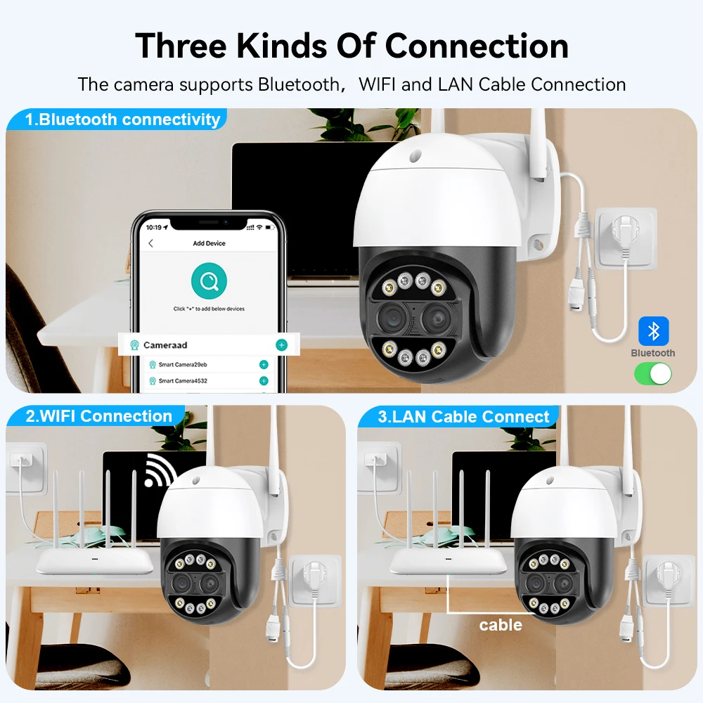 8MP PTZ WIFI Camera Dual-Lens 8X Zoom Waterproof Outdoor Two-Way Audio Security Surveillance Wireless IP Camera ICsee App ONVIF view 6