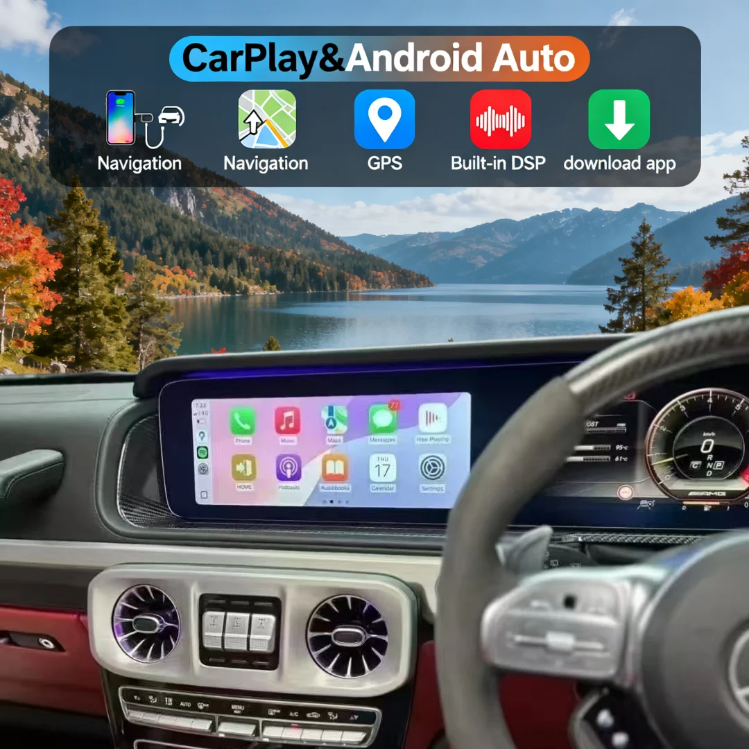 

12,3-дюймовый двойной экран для Mercedes-Benz G-класса 2018-2025: CarPlay, GPS-навигация, Android автомагнитола, мультимедийный видеоплеер