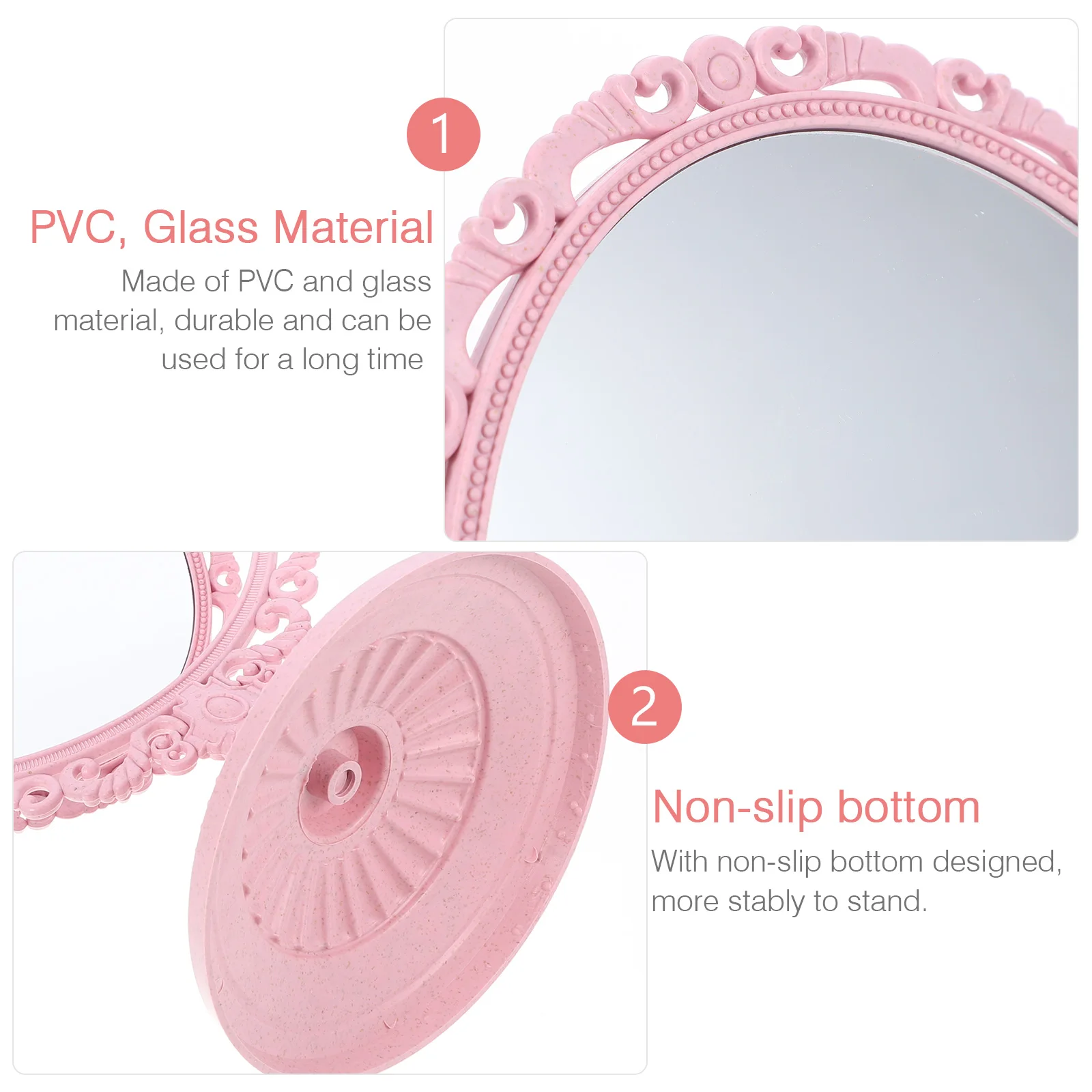 

Double Sided Vanity Mirror 2X Magnification Rotating Tabletop Makeup Mirrors Detachable Base Non Slip Great for Dressing Shaving