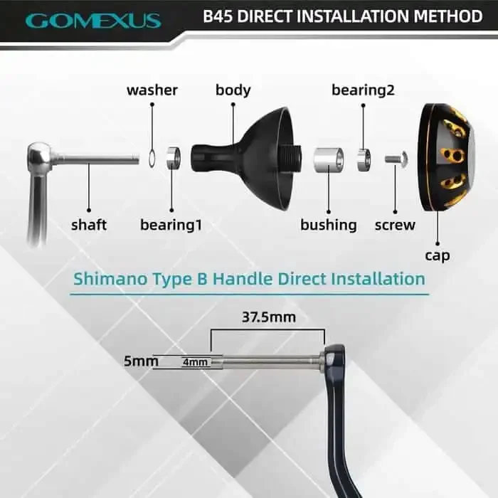 Gomexus Power Knob 45mm For Shimano Saragosa Stella SW Stradic FJ 4000 - 8000 Spinning Reel Handle Knob Type B