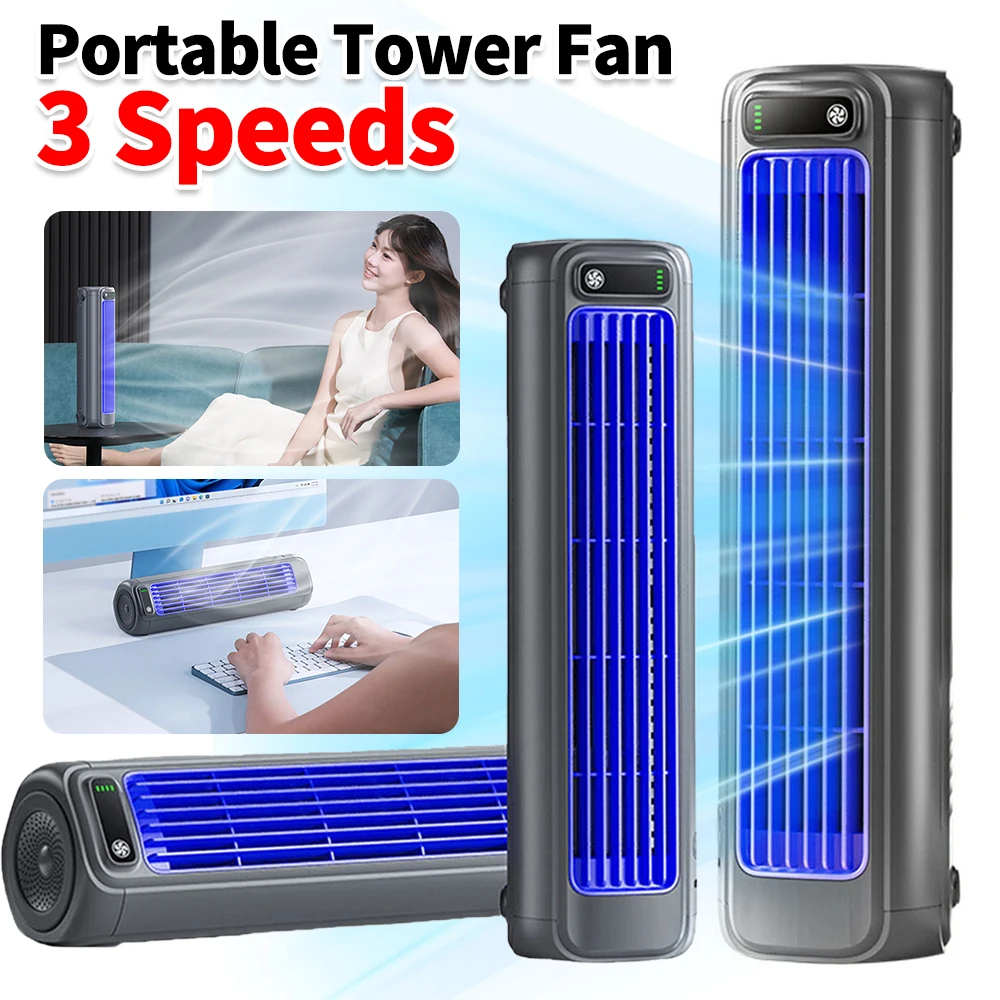 

Безлопастной настольный портативный башенный вентилятор, 3-скоростной настольный вентилятор, тихий настенный вентилятор для кондиционера, подставка для спальни, гостиной, офиса