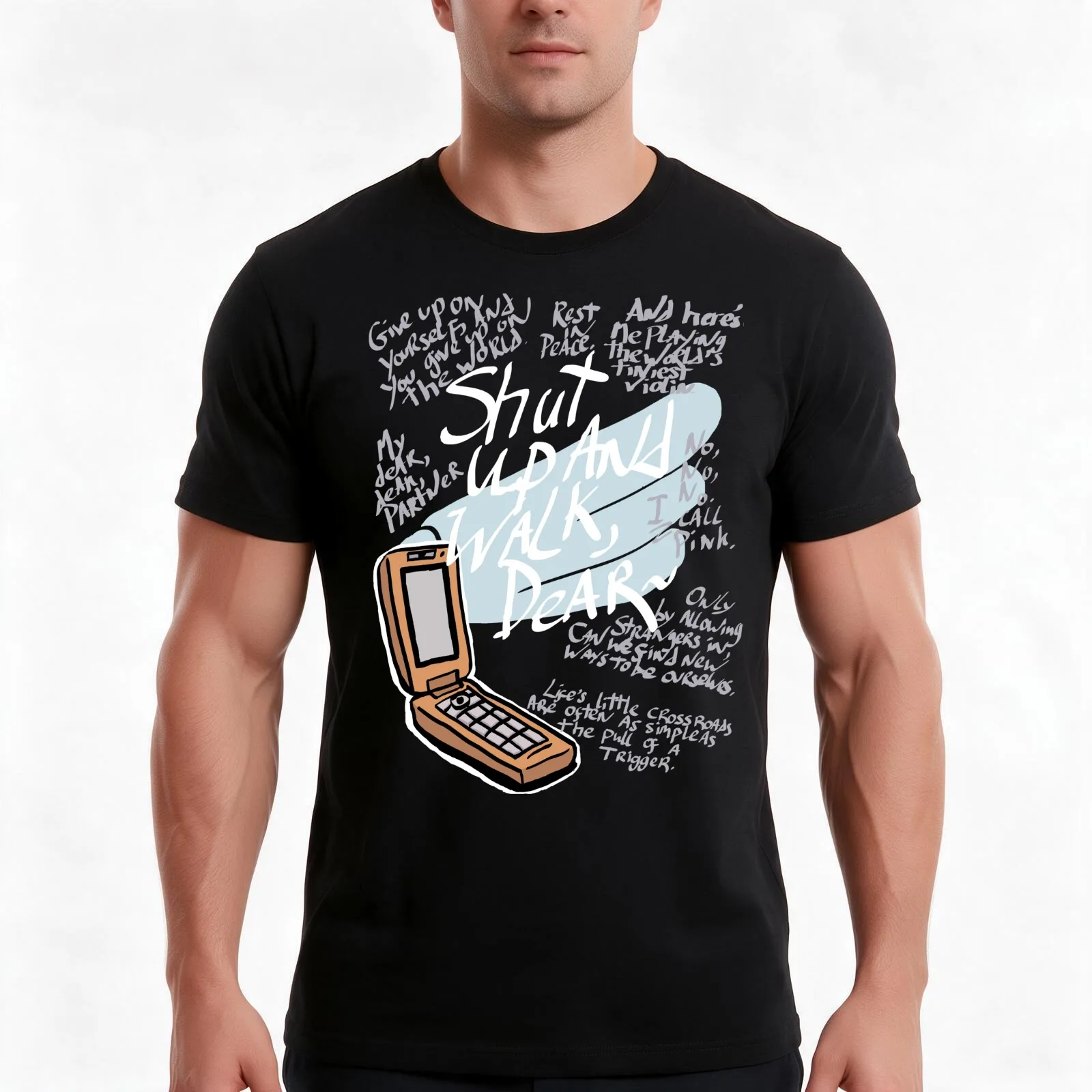 TWEWY Joshua Kiryu Catchphrases T-Shirt, Summer Casual Cotton Tee, Oversized Streetwear Tops, Vintage Graphic Print, 100% Cotton