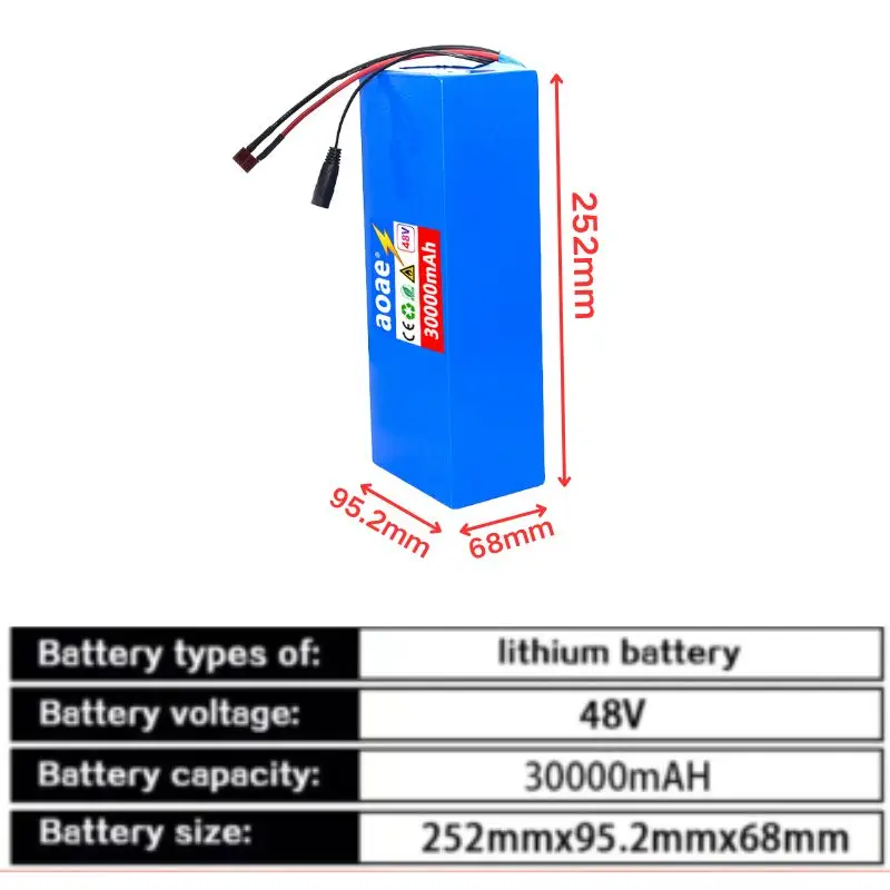 Imagem -03 - Pacote de Baterias de Lítio 18650 13s5p 48v 30000mah Bms Inteligente Integrado para E-bike Monociclo Scooter Cadeira de Rodas com