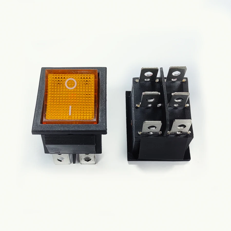 10PCS/Lot KCD4 Rocker Boat Switch 6Pin/6P 2 Position ON-OFF 16A/250VAC Yellow/Green/Red/Black