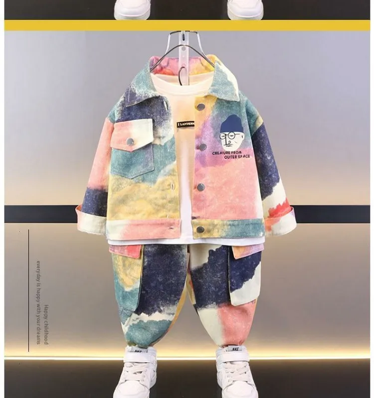 Kids Boys' Set Spring and Autumn New Style Children's Handsome Casual Denim jacket+Pants 2-piece Set 90-150cm