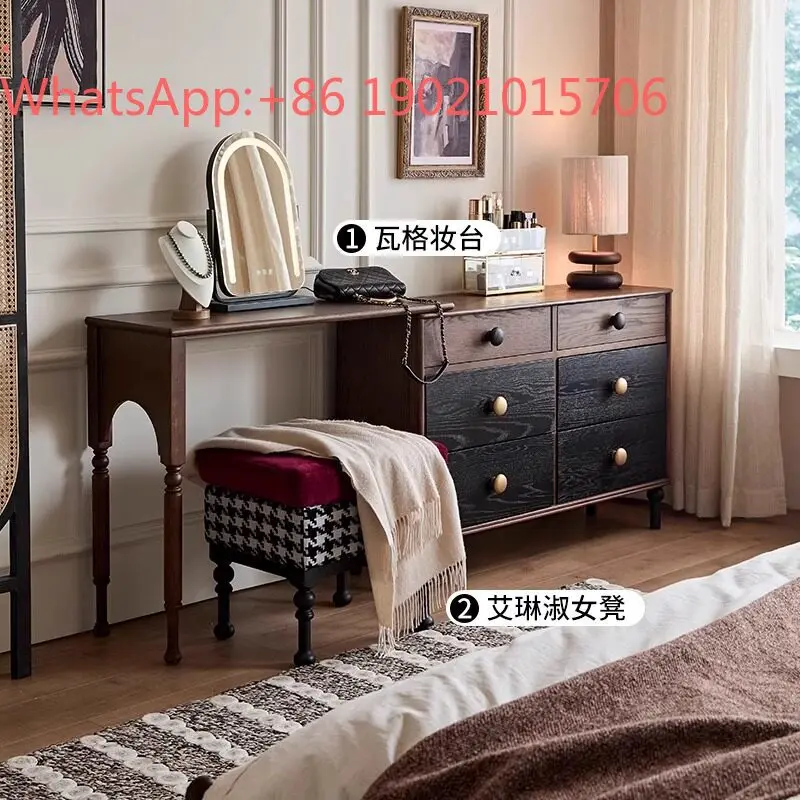 HXL all-solid wood dressing table, bedroom and living room storage cabinet, extendable