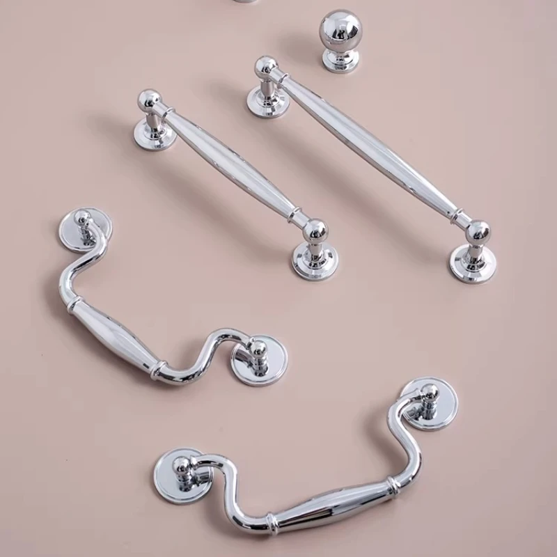 Elegant Living Room Kitchen Drawer Cupboard Door Handles Brass Silvery Hardware Cabinet Pulls for Classic and Modern Home Decor