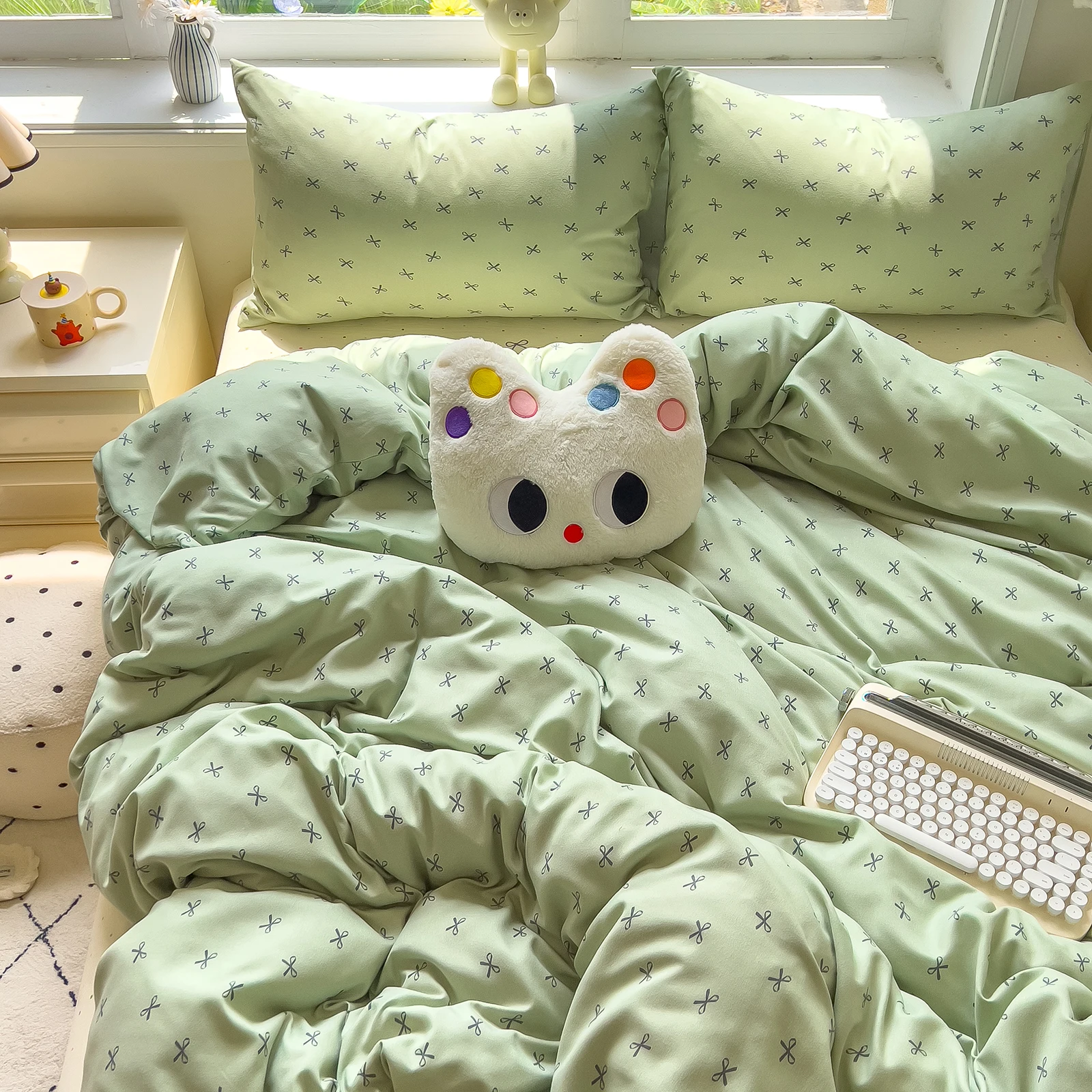 Bonenjoy Bedding Set Simple Style Duvet Cover Pillowcase with Bedsheet Home Bedclothes Boys Girls Room Bed Sheet Sets 이불세트