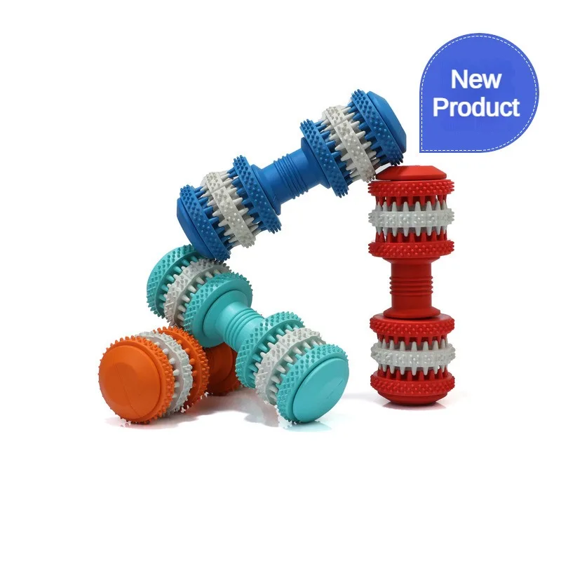 Dog Toy Teeth Cleaning Dumbbell-shaped Bite Nontoxic Rubber Toy Pet Dog Supplies Dog Accessoriescustomizable