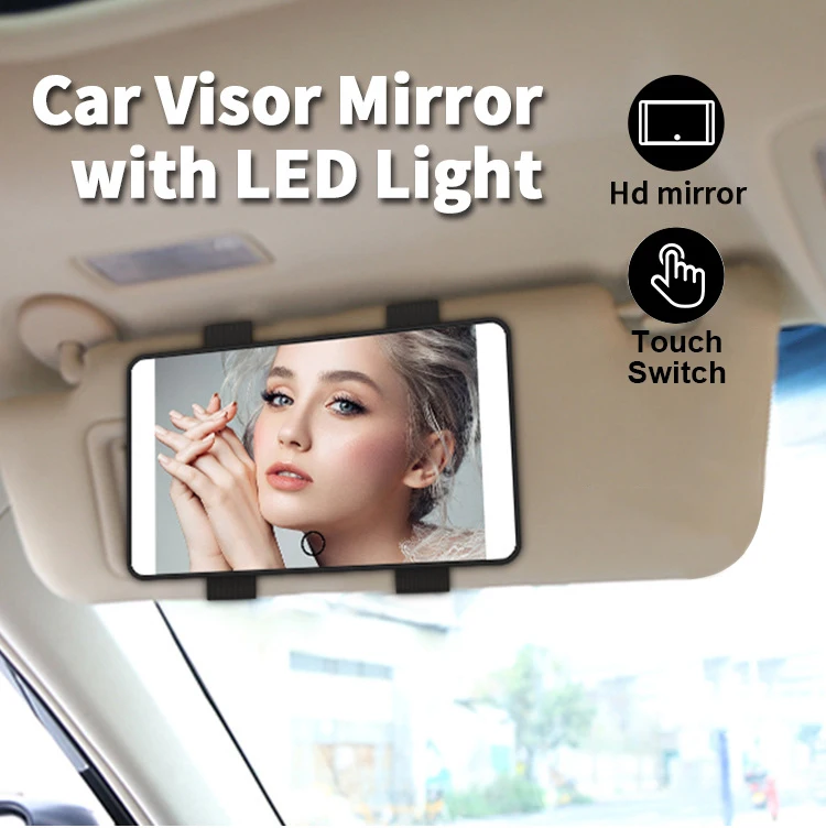 

Car Baby Mirror Rear HD USB Rechargeable Makeup Dimmable Clip LED Lights 3 Lighting Modes Universal Automotive Accessories