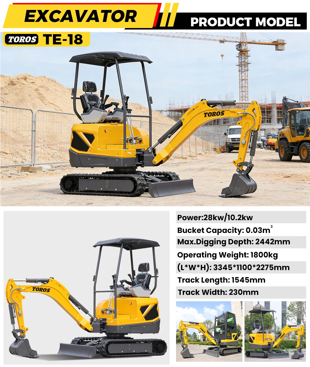 Anpassung Neuer Bagger mit langem Arm, 1200 kg Raupen-Mikrobagger, 1,2 Tonnen Minibagger im Angebot – Detail 7