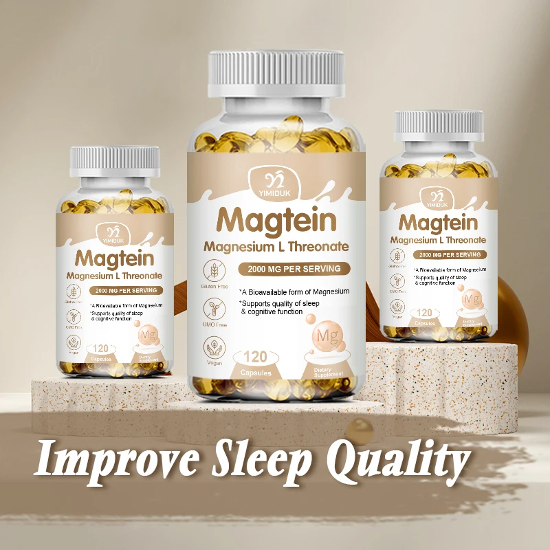 Magtein Magnesium L-Threonate, Enhances Memory, Promotes Brain Health, Improves Sleep Quality - 120 Capsules