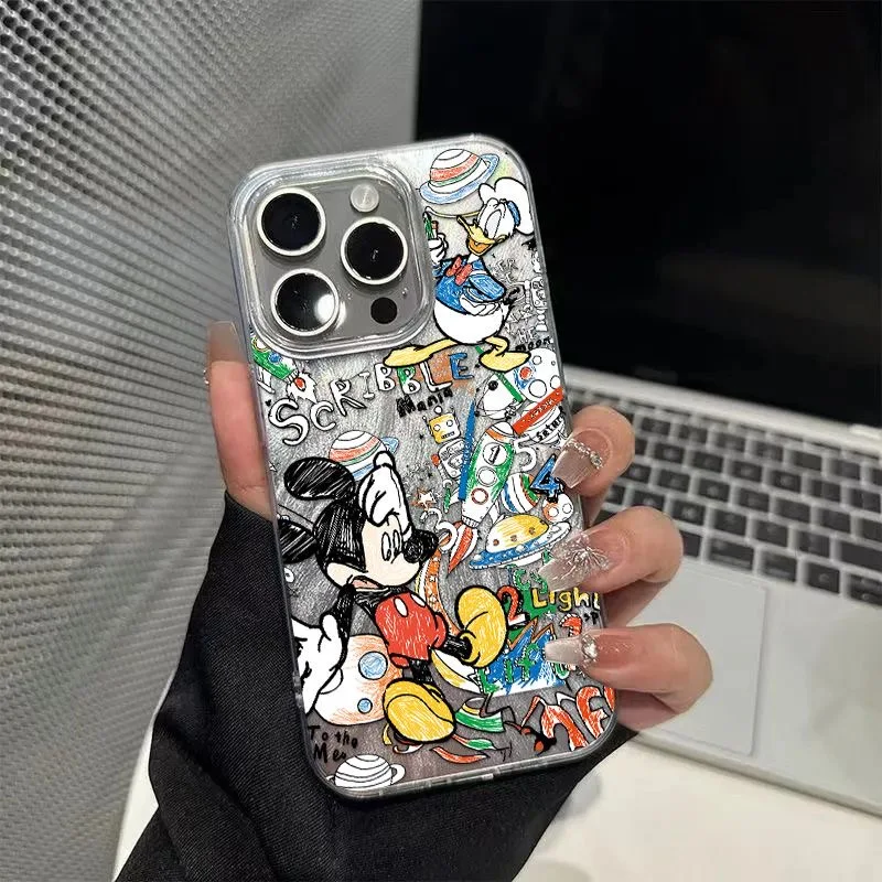 Grappige Ins Disneys Mickeys Muis Telefoon Case voor Oppo A79 A58 A54S A53 A38 A33 A32 A31 A17 A16K A15 A7 4G 5G Veer Textuur Hard