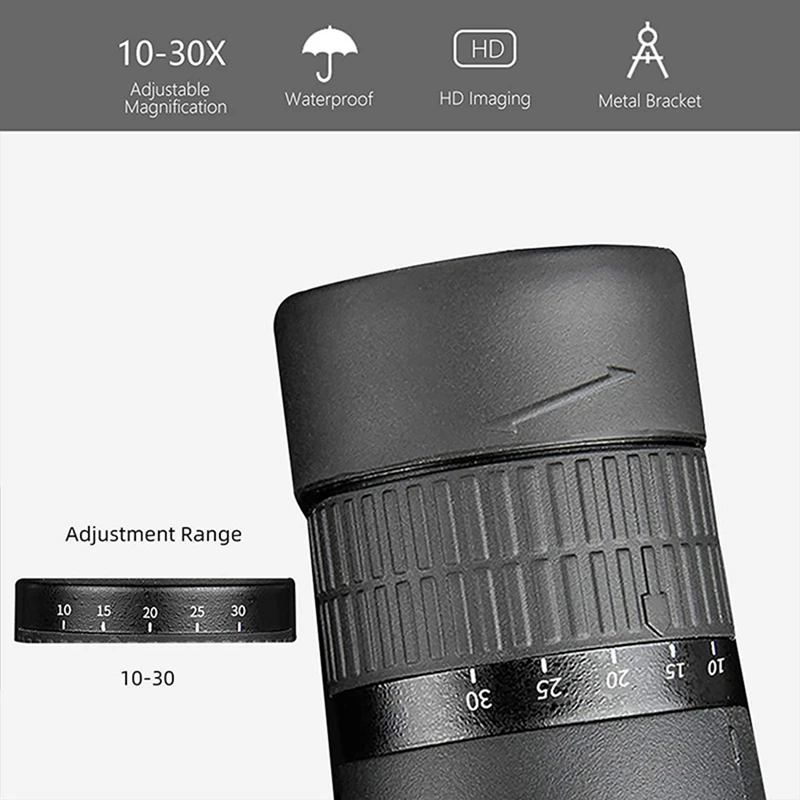 10-30X50 Powerful Monocular BKA4/FCM Long Range Pocket Spotting Zooming Telescope Eyeglass For Camping Tourism