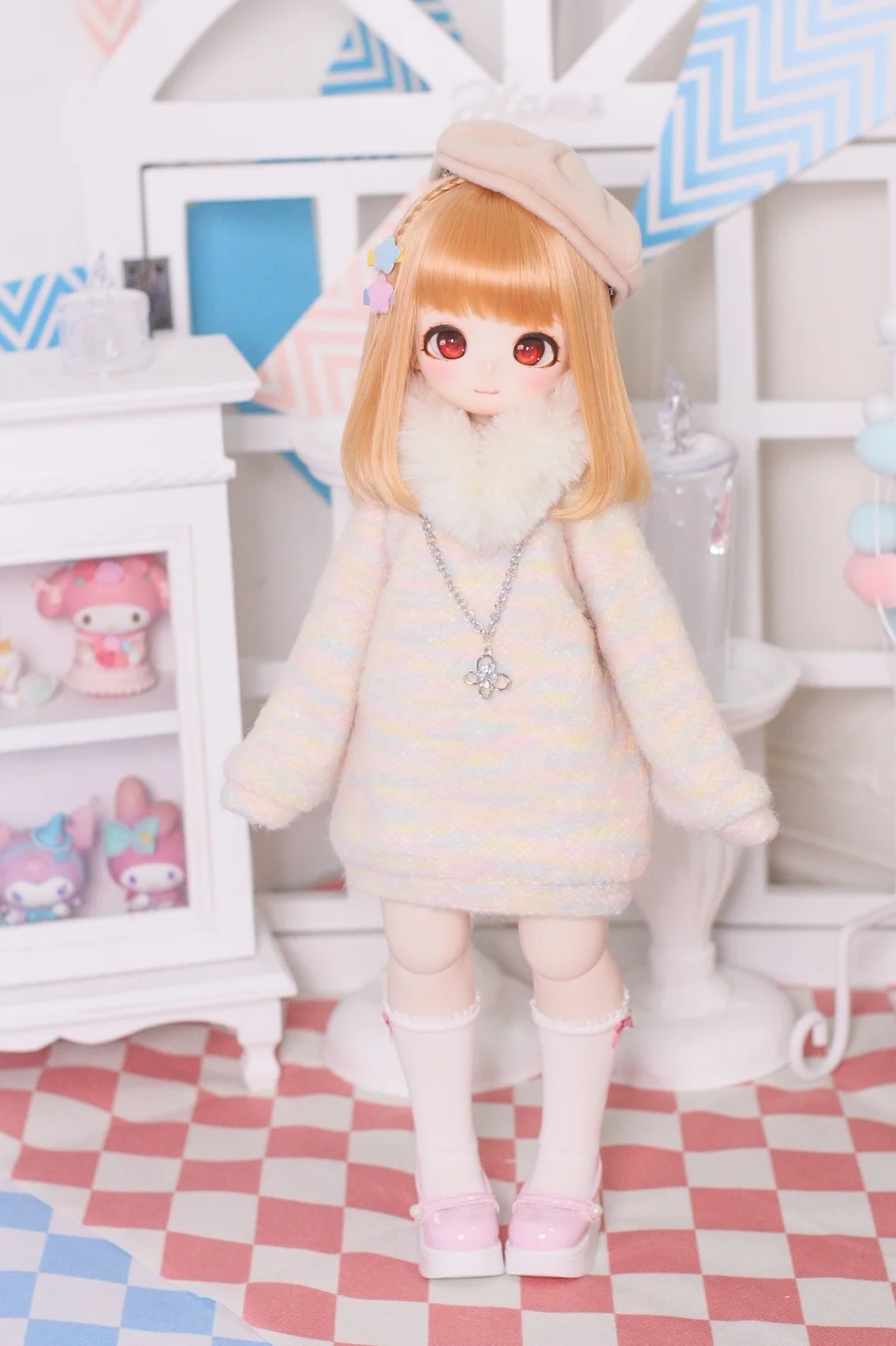 BJD doll clothes suitable for 1/4 1/6 size cute doll clothes warm winter sweater BJD doll clothes doll accessories (5 points)