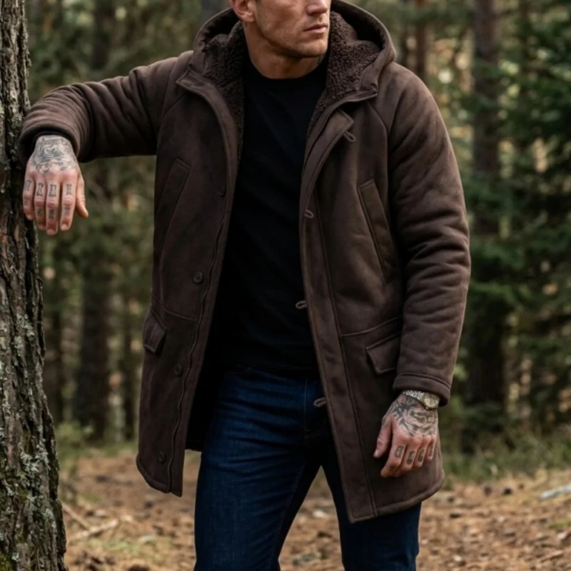 Nueva Chaqueta de Invierno con Capucha y Forro de Piel Sintética para Hombre | Chaqueta de Invierno para Hombre, Cortavientos, de Forro Polar, Cálida, para Caza y Senderismo