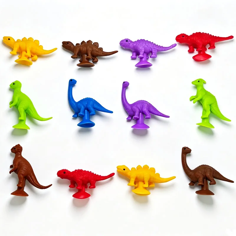36-12PCS Suction Cup Dinosaur Toys Sensory Fidget Airplane Car Window Travel Road Trip Fun Anxiety ADHD Stress Reliever Gifts