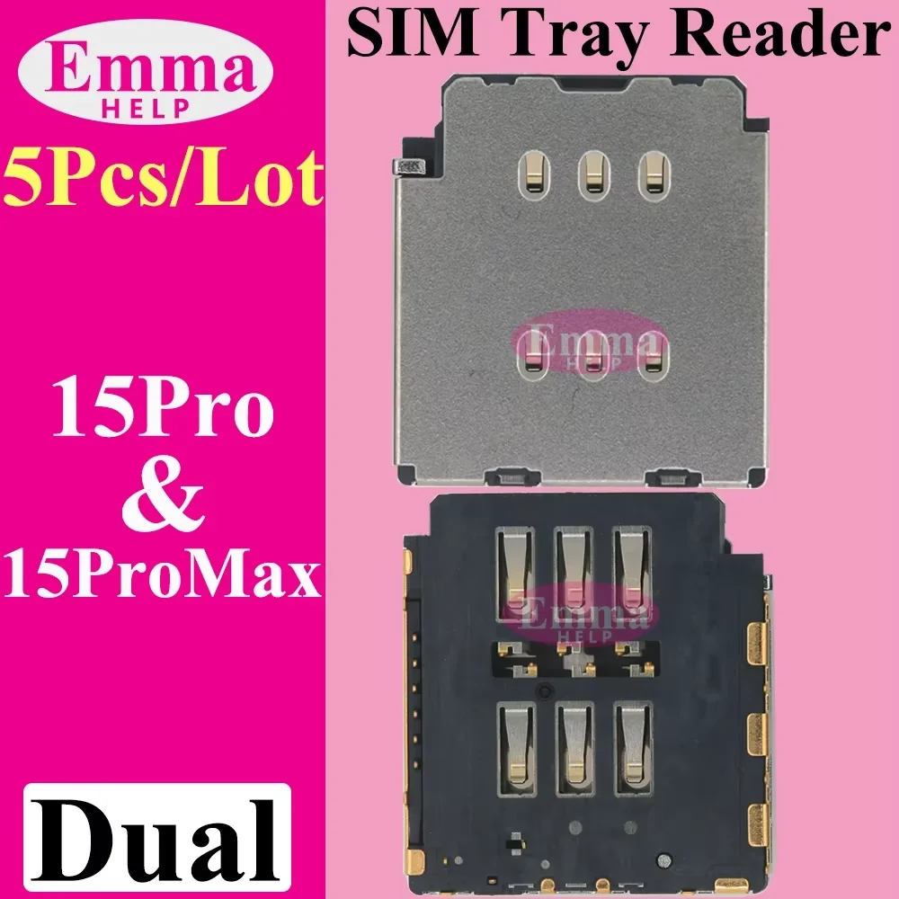 5 szt. Taśma Flex czytnika kart Dual SIM do iPhone 16 15 Plus 14 Pro Max 12 13 11, wewnętrzna tacka, gniazdo, adapter — zdjęcie produktu 5