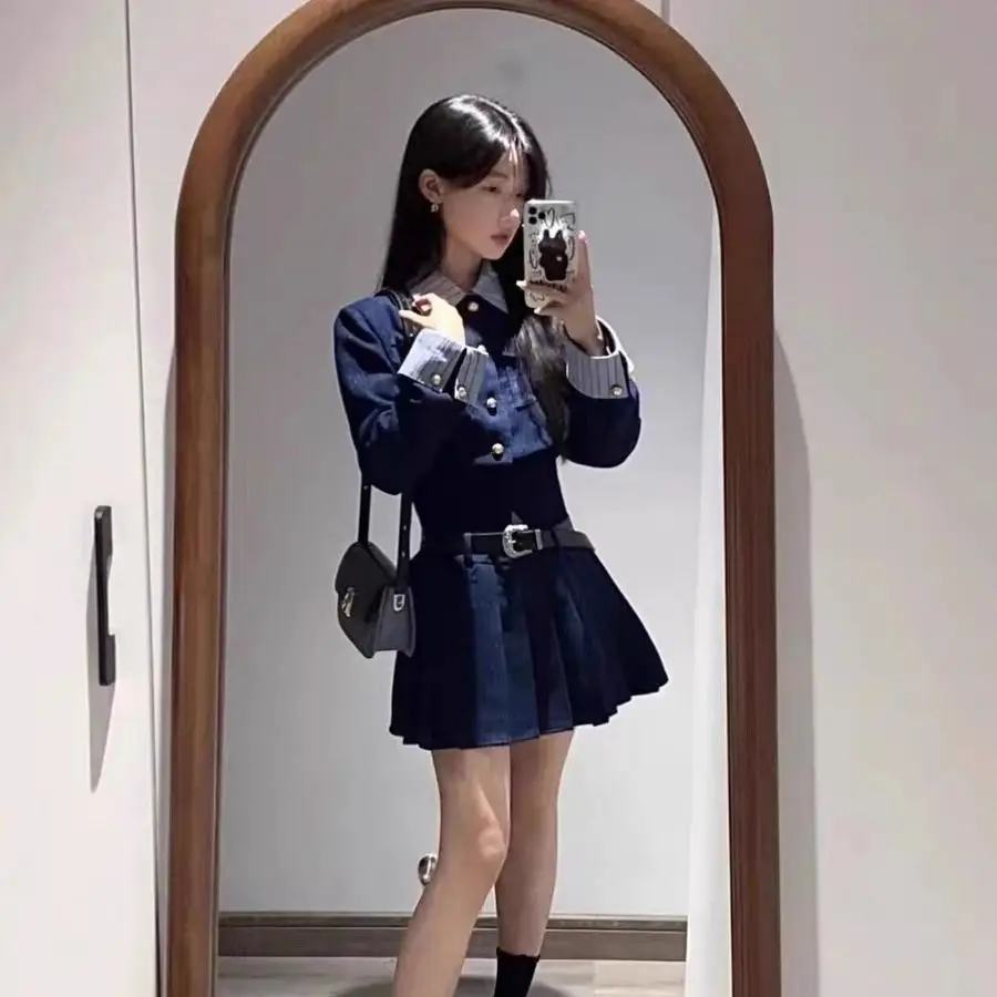 

Autumn Japan Fashion Preppy Style Women's Suit Y2k Aesthetic Elegant 2 Piece Set Chic Slimming Design Lady Set Female Clothing