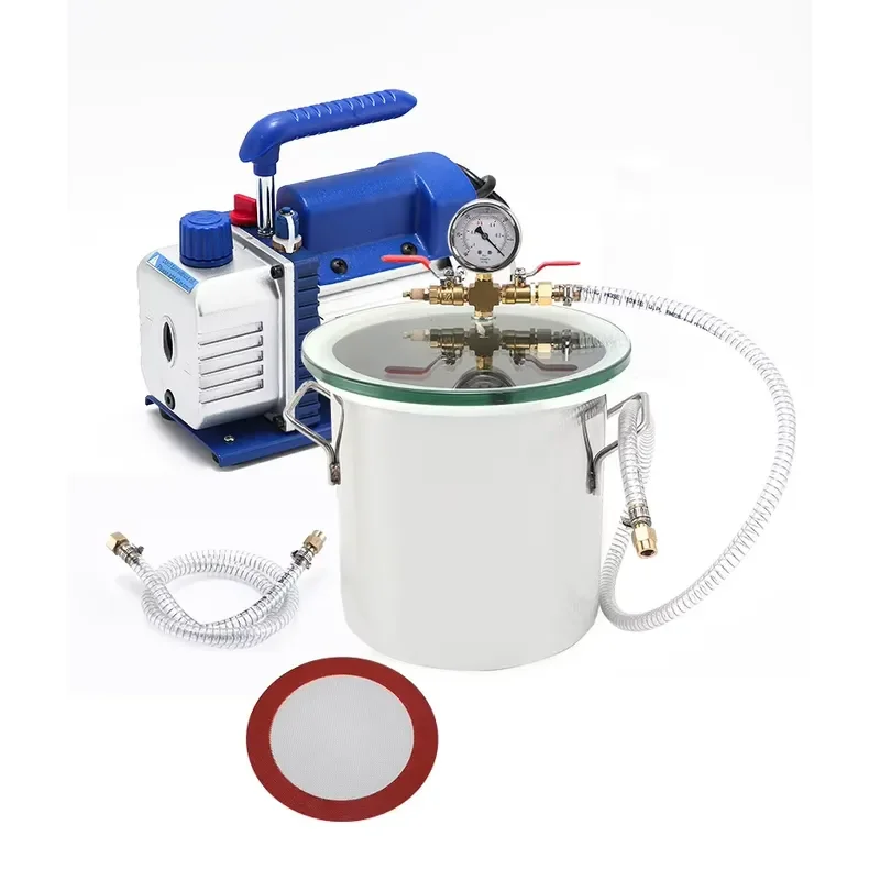 2 Gallon Vacuum Chamber with Pump Degassing Chamber Kit with 3CFM Vacuum Pump