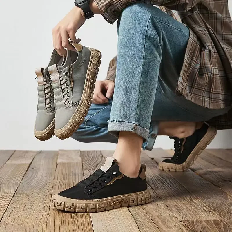 Men's Shoes 2025 Autumn Anti Slip Breathable Sneakers Fashion Casual Canvas Shoes for Men Outdoor Comfort Flats Vulacnized Shoes