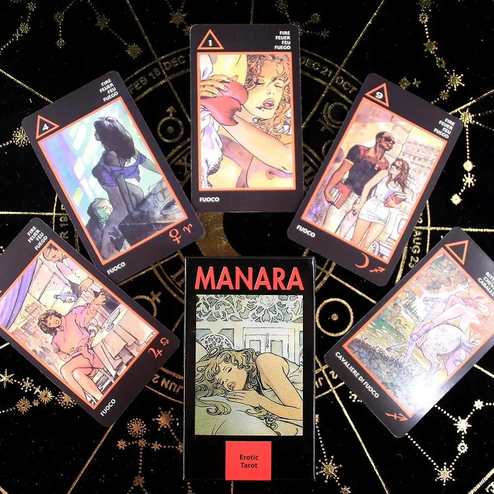 10.3*6cm Erotic Tarot of Manara Cards 22 Major Arcana 56 Minor Arcana