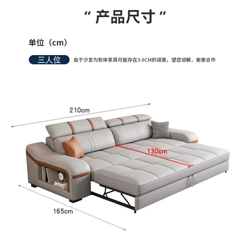 Fabric Modular Sofa Dual-purpose Straight Foldable Japanese Sofa Bed Multifunctional Storage For Three People Home Furniture